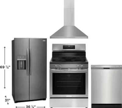 4 Piece Package Includes Refrigerator, Range, Hood And Dishwasher
