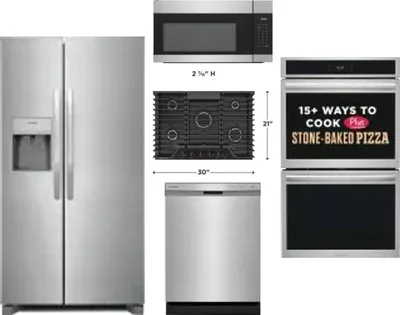 5 Piece Package Includes Refrigerator, Cooktop, Wall Oven, Microwave And Dishwasher