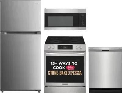 4 Piece Package Includes Refrigerator, Range, Microwave And Dishwasher