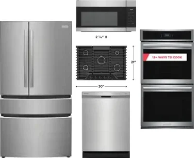5 Piece Package Includes Refrigerator, Cooktop, Wall Oven, Microwave And Dishwasher
