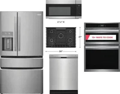 5 Piece Package Includes Refrigerator, Cooktop, Wall Oven, Microwave And Dishwasher