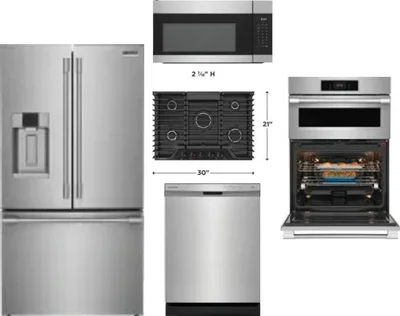 5 Piece Package Includes Refrigerator, Cooktop, Wall Oven, Microwave And Dishwasher