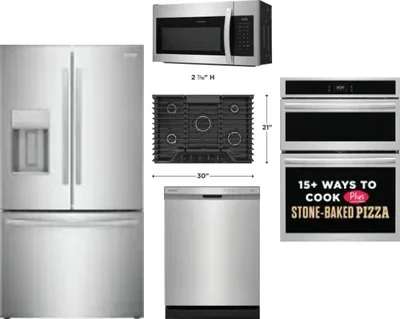 5 Piece Package Includes Refrigerator, Cooktop, Wall Oven, Microwave And Dishwasher