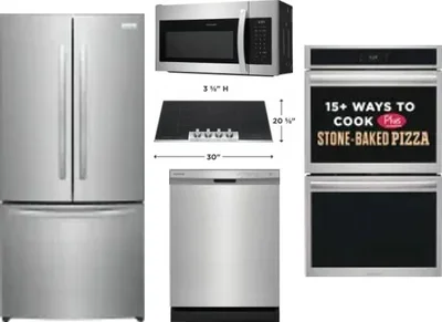 5 Piece Package Includes Refrigerator, Cooktop, Wall Oven, Microwave And Dishwasher