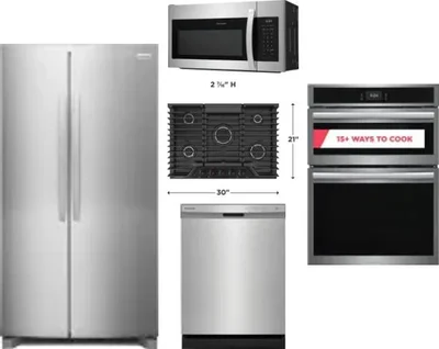 5 Piece Package Includes Refrigerator, Cooktop, Wall Oven, Microwave And Dishwasher