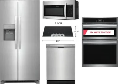 5 Piece Package Includes Refrigerator, Cooktop, Wall Oven, Microwave And Dishwasher