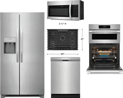 5 Piece Package Includes Refrigerator, Cooktop, Wall Oven, Microwave And Dishwasher