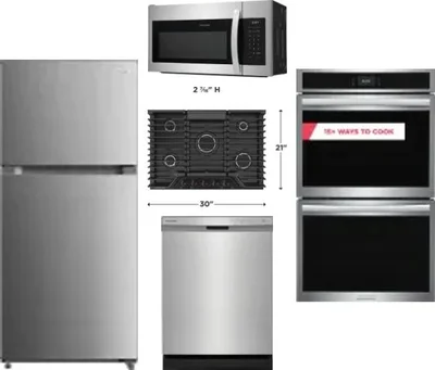 5 Piece Package Includes Refrigerator, Cooktop, Wall Oven, Microwave And Dishwasher