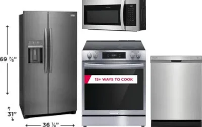 4 Piece Package Includes Refrigerator, Range, Microwave And Dishwasher