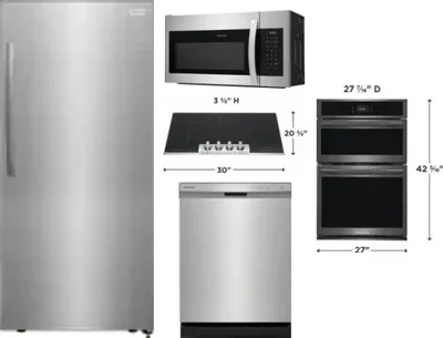 5 Piece Package Includes Refrigerator, Cooktop, Wall Oven, Microwave And Dishwasher