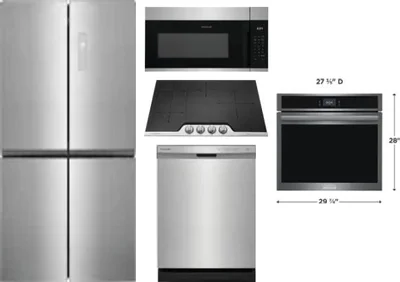 5 Piece Package Includes Refrigerator, Cooktop, Wall Oven, Microwave And Dishwasher