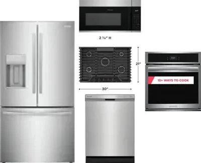 5 Piece Package Includes Refrigerator, Cooktop, Wall Oven, Microwave And Dishwasher