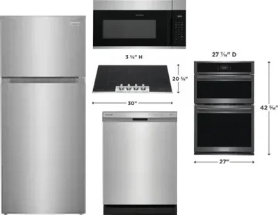 5 Piece Package Includes Refrigerator, Cooktop, Wall Oven, Microwave And Dishwasher