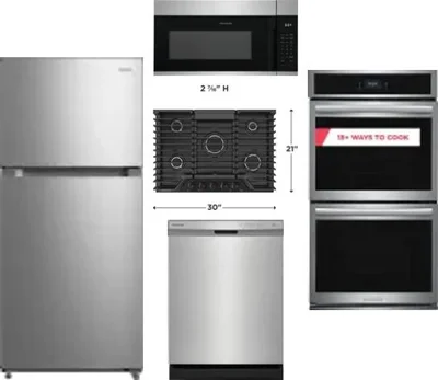 5 Piece Package Includes Refrigerator, Cooktop, Wall Oven, Microwave And Dishwasher