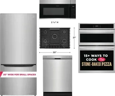 5 Piece Package Includes Refrigerator, Cooktop, Wall Oven, Microwave And Dishwasher