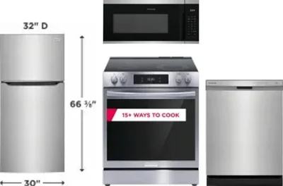 4 Piece Package Includes Refrigerator, Range, Microwave And Dishwasher