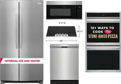 5 Piece Package Includes Refrigerator, Cooktop, Wall Oven, Microwave And Dishwasher