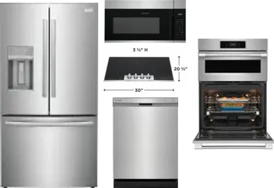 5 Piece Package Includes Refrigerator, Cooktop, Wall Oven, Microwave And Dishwasher