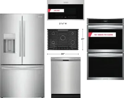 5 Piece Package Includes Refrigerator, Cooktop, Wall Oven, Microwave And Dishwasher