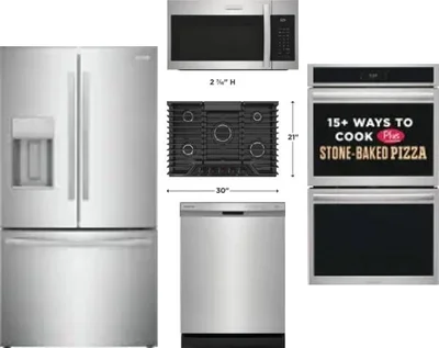 5 Piece Package Includes Refrigerator, Cooktop, Wall Oven, Microwave And Dishwasher