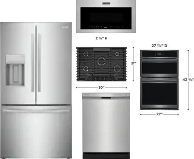 5 Piece Package Includes Refrigerator, Cooktop, Wall Oven, Microwave And Dishwasher
