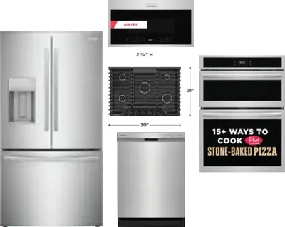 5 Piece Package Includes Refrigerator, Cooktop, Wall Oven, Microwave And Dishwasher