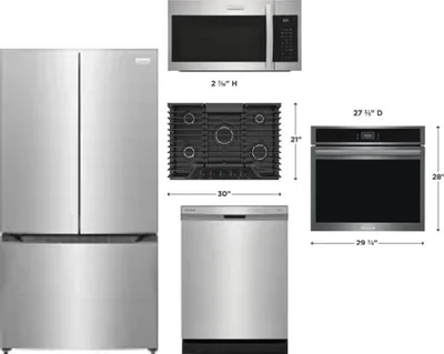 5 Piece Package Includes Refrigerator, Cooktop, Wall Oven, Microwave And Dishwasher