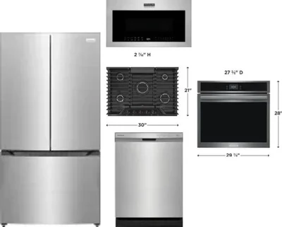 5 Piece Package Includes Refrigerator, Cooktop, Wall Oven, Microwave And Dishwasher