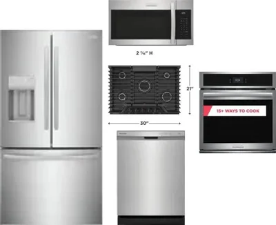 5 Piece Package Includes Refrigerator, Cooktop, Wall Oven, Microwave And Dishwasher