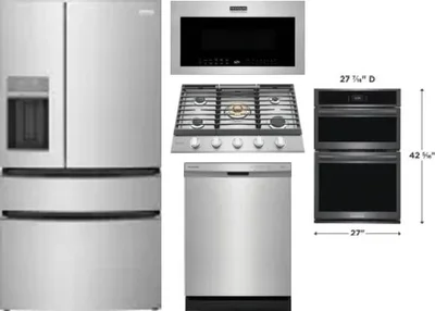 5 Piece Package Includes Refrigerator, Cooktop, Wall Oven, Microwave And Dishwasher