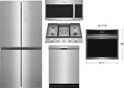 5 Piece Package Includes Refrigerator, Cooktop, Wall Oven, Microwave And Dishwasher