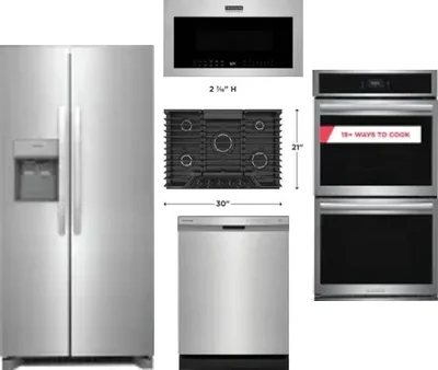 5 Piece Package Includes Refrigerator, Cooktop, Wall Oven, Microwave And Dishwasher