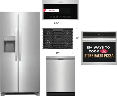 5 Piece Package Includes Refrigerator, Cooktop, Wall Oven, Microwave And Dishwasher