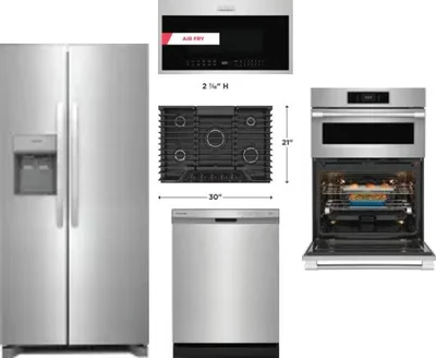 5 Piece Package Includes Refrigerator, Cooktop, Wall Oven, Microwave And Dishwasher