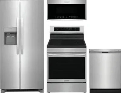4 Piece Package Includes Refrigerator, Range, Microwave And Dishwasher