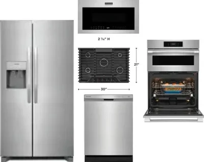 5 Piece Package Includes Refrigerator, Cooktop, Wall Oven, Microwave And Dishwasher