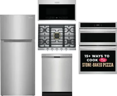 5 Piece Package Includes Refrigerator, Cooktop, Wall Oven, Microwave And Dishwasher