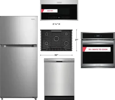 5 Piece Package Includes Refrigerator, Cooktop, Wall Oven, Microwave And Dishwasher