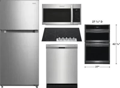 5 Piece Package Includes Refrigerator, Cooktop, Wall Oven, Microwave And Dishwasher