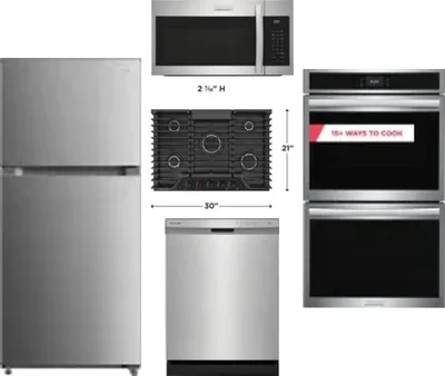 5 Piece Package Includes Refrigerator, Cooktop, Wall Oven, Microwave And Dishwasher