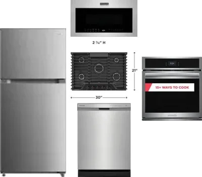 5 Piece Package Includes Refrigerator, Cooktop, Wall Oven, Microwave And Dishwasher