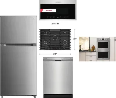 5 Piece Package Includes Refrigerator, Cooktop, Wall Oven, Microwave And Dishwasher