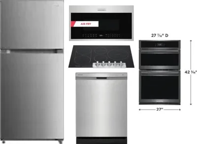 5 Piece Package Includes Refrigerator, Cooktop, Wall Oven, Microwave And Dishwasher