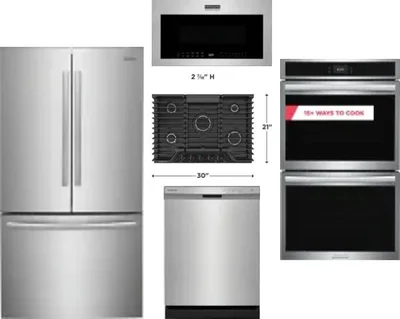5 Piece Package Includes Refrigerator, Cooktop, Wall Oven, Microwave And Dishwasher