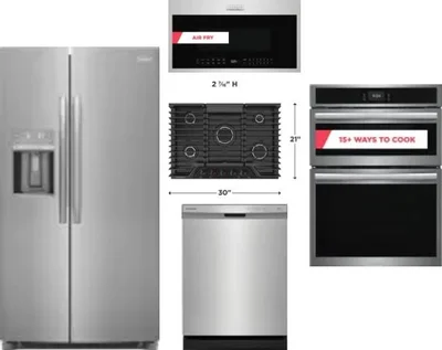 5 Piece Package Includes Refrigerator, Cooktop, Wall Oven, Microwave And Dishwasher