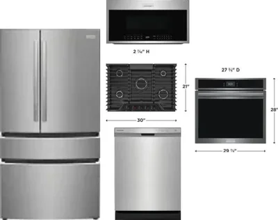 5 Piece Package Includes Refrigerator, Cooktop, Wall Oven, Microwave And Dishwasher