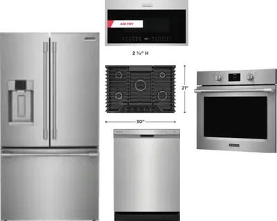 5 Piece Package Includes Refrigerator, Cooktop, Wall Oven, Microwave And Dishwasher