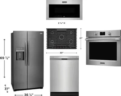 5 Piece Package Includes Refrigerator, Cooktop, Wall Oven, Microwave And Dishwasher