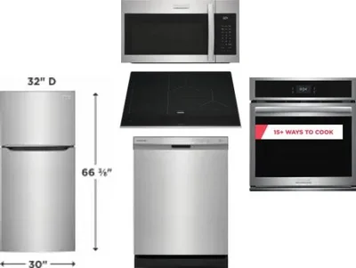 5 Piece Package Includes Refrigerator, Cooktop, Wall Oven, Microwave And Dishwasher