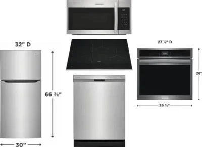 5 Piece Package Includes Refrigerator, Cooktop, Wall Oven, Microwave And Dishwasher